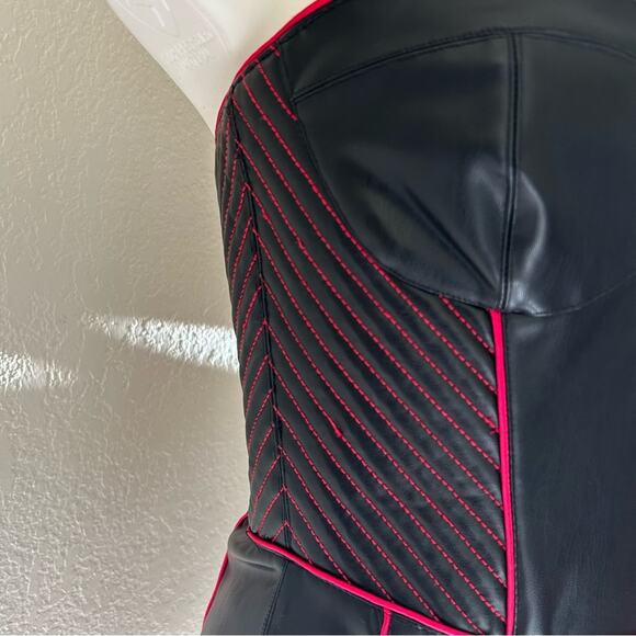 Zara faux leather sweet heart mini dress womens size large - Picture 5 of 10